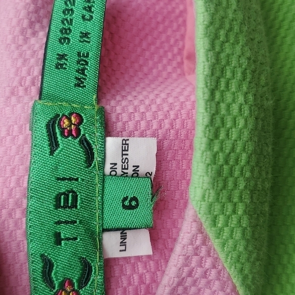 Tibi Swirl pattern Skirt 6 pink lime black & white cotton piqued - Picture 3 of 5